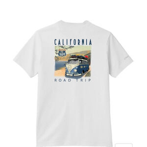 Crazy Shirts Volkswagen Bus Cali Road Trip White Short Sleeve Pima T-Shirt 2XL